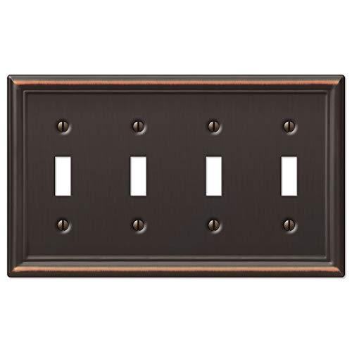 Amerelle 149T4DB Chelsea Wallplate, 4 Toggle, Steel, Aged Bronze, 1-Pack - color: Aged Bronze, size: 4 Toggle