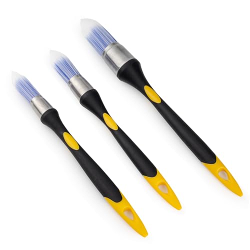 Mister Rui Round Trim Brush Set, 3 Pcs Paint Brushes for Trim, Tight Space - size: 3PCS, 0.6", 0.75", 1"