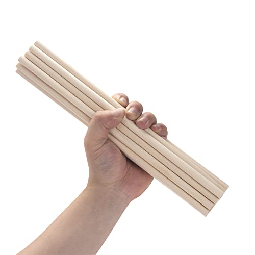 Wooden Dowels Wood Sticks for Crafts 3/8 x 12, 20 PCS Wood Dowel Rods, Round Macrame Dowels, Unfinished Hardwood Sticks for Arts and DIYers, Crafting, Tiered Cake Support and Wedding Ribbon Wands - size: 3/8"×12"-20PCS