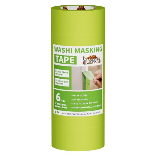 TAPEBEAR Green Washi Painters Tape 21-Days Clean Removal 2" x 60Yards - color: Green, size: 2" x 60Yard