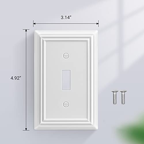 DEWENWILS Toggle Wallplate, Metal Light Switch Covers with White Finish - color: White, size: 1 Toggle 4PK