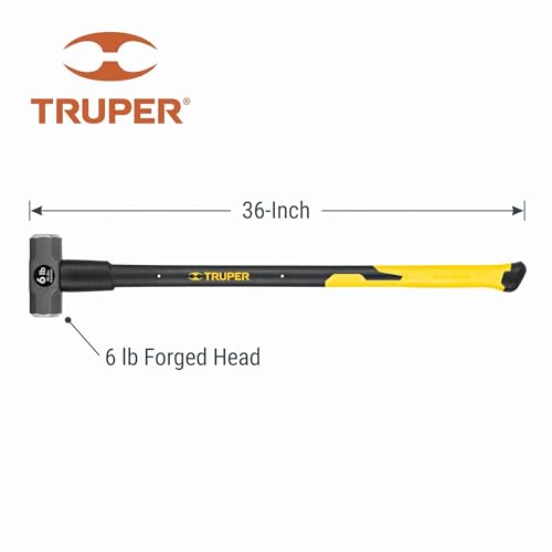 Truper 30928 6-Pound Sledge Hammer, Fiberglass Handle with Rubber Grip, 36-Inch - size: 6 lb, style: Fiberglass