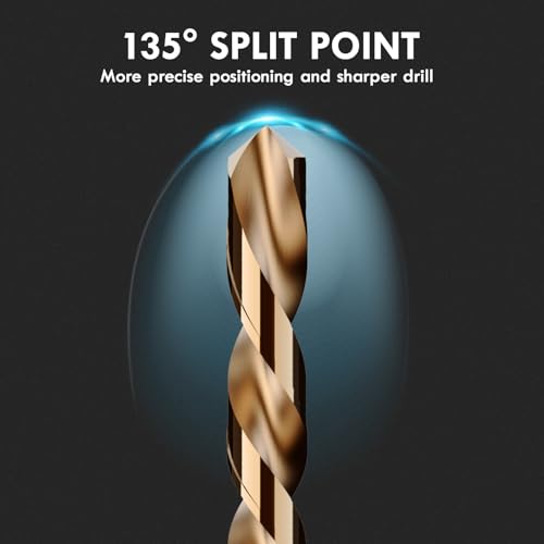 13Pcs(1/16"-1/4") Cobalt Left Hand Drill Bit Set Jobber Length - size: 13pcs Left Hand, 1/16"-1/4"