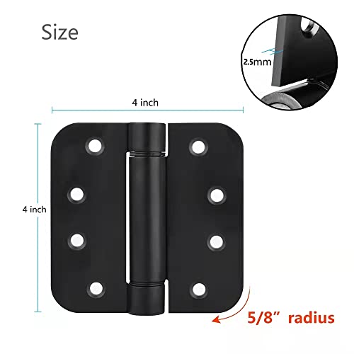 Adjustable Spring Door Hinges,4"X4",Matte Black,3Pack