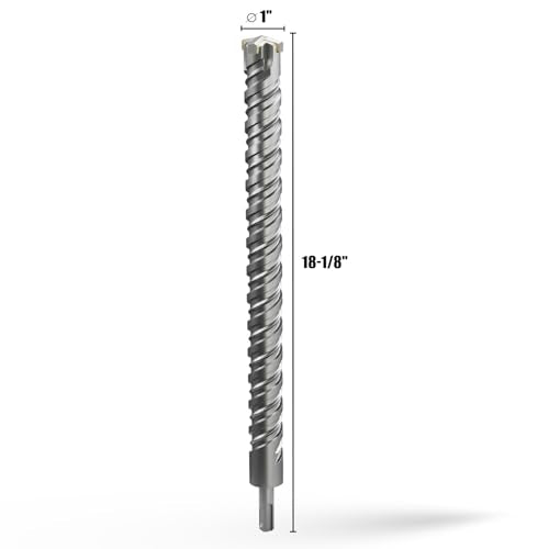 CSOOM SDS Plus Rotary Hammer Drill Bit 1"x18.11", Professional Concrete Drill Bit for Concrete, Brick, Stone and Cement Walls - size: 1"x18.11"