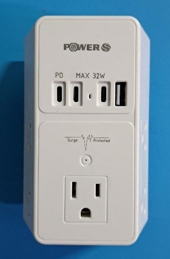 20W PD Fast Charging Wall Outlet with USB Ports (3C1A), Electrical Outlet Extender, Surge Protector, Wall Plug Adapter for Multiple Devices, Wall Socket Expander - size: PD-3C1A