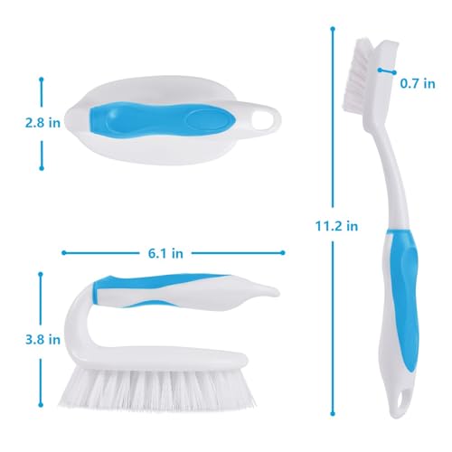 Scrub Brush Set, 4 Pack Deep Cleaning Brush Kit, Blue - color: Blue
