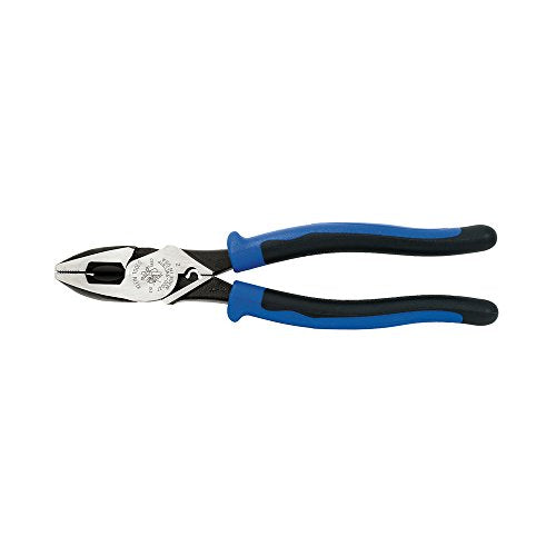 Klein Tools J2000-9NECRTP Side Cutter Linemans Pliers, Made in USA, with Tape Pulling and Wire Crimping, High Leverage, 9-Inch - style: Cuts / Crimps / FT Pulling