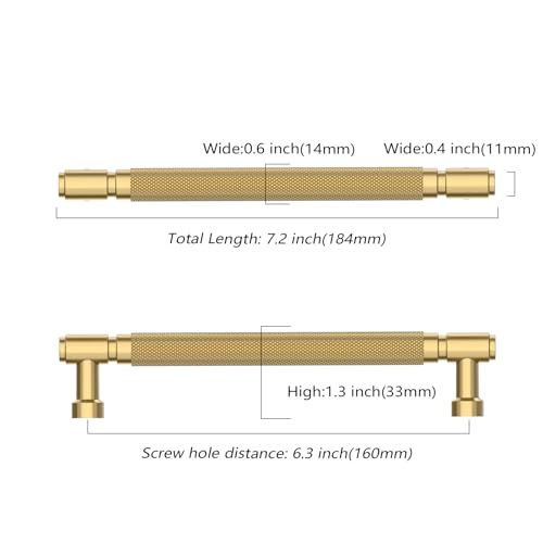 Asidrama 10 Pack 6.3 Inch(160mm) Champagne Bronze Cabinet Pulls Knurled Kitchen Cabinet Handles, Cabinet Pulls Kitchen Cabinet Hardware for Cupboard Drawer Pulls - color: Champagne Bronze, size: 6.3" Hole Center, style: 10 Pack
