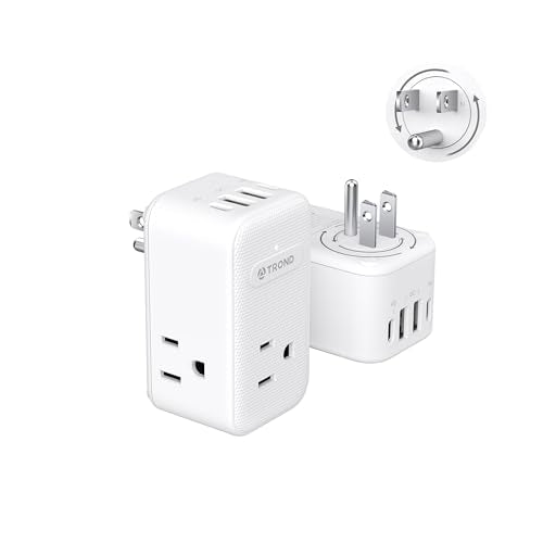 TROND Multi Plug Outlet Extender 2 Pack with 3 Way Outlet Splitter and USB - color: White, size: 3 Prong-2 Pack