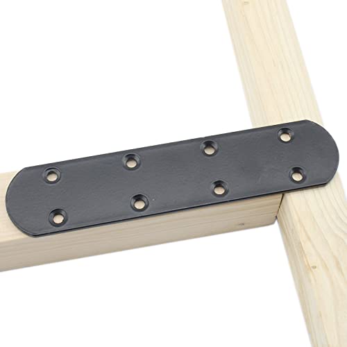 4 Pack Flat Mending Plate for Wood, ULIFESTAR Black Iron Flat Straight Brace Brackets Metal Repair Fixing Wood Brace Joining Plates Connector for Repairing Wooden Furniture with Mounting Screws - size: 6.7 x 1.5 x 0.12 inches