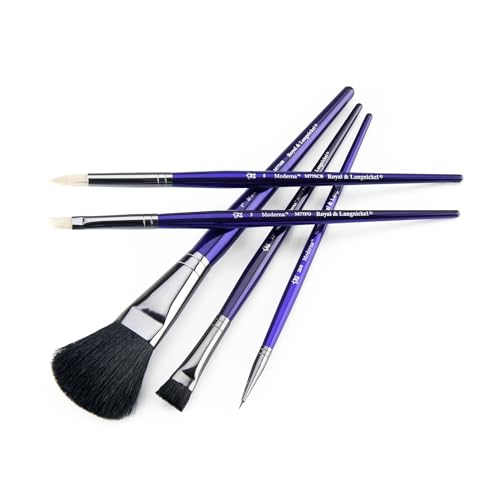 Royal & Langnickel Moderna, 5pc Black Mop Variety Brush Set for All Painting Mediums, Includes - Mop, Scruffy, Scrubber, Foliage & Spotter Brushes - style: Black Mop Variety