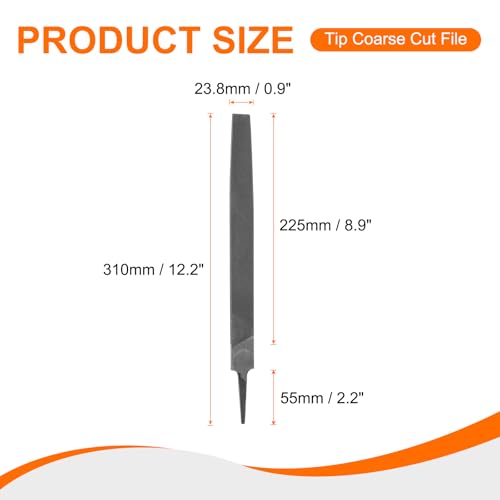 HARFINGTON Tip Coarse Cut File 10" Double Cut Teeth High Carbon Steel Hand Rasp File without Handle for Metal Wood Deburring Removing - size: 10", style: Coarse