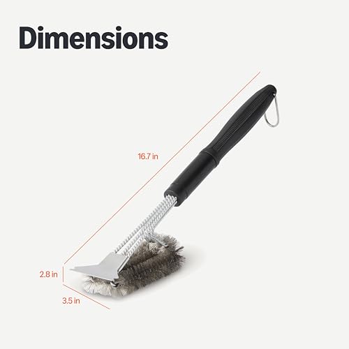 Amazon Basics Grill Brush and Scraper with Deluxe Handle, BBQ Cleaning Tool for Gas, Infrared, Charcoal, Porcelain Grills, Outdoor Grill Accessories - size: Grill Scraper and Brush
