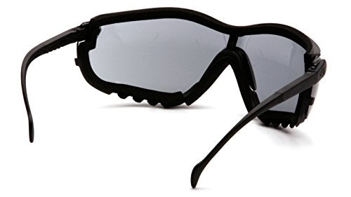 Pyramex V2G Safety Glasses, Black Frame/Amber Anti-Fog Lens - color: Black Frame/Gray Anti-fog Lens