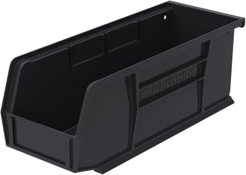 Akro-Mils 30224 AkroBins Plastic Storage Bins, 11"x 4"x 4", Black, 12-Pack - color: Black