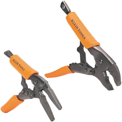 Klein Tools 38663 Locking Pliers Set, 7-Inch Long Nose and 10-Inch Curved Jaw Pliers, High Torque and Gripping Power, 2-Piece - style: Combo Kit