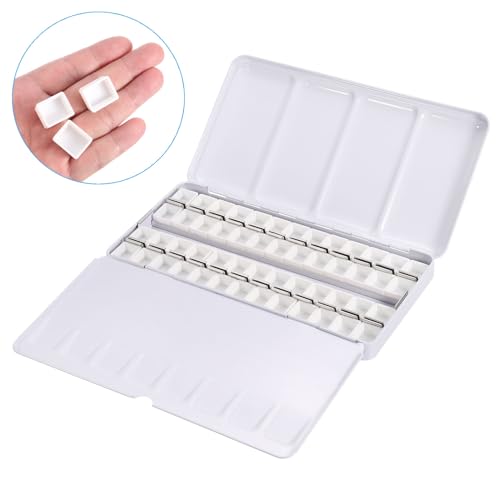 PATIKIL Empty Watercolor Palette, Metal Watercolor Tin with 52pcs Half Pans Paint Case with Lid Paint Box for Travel Gouache Oil Painting, Colorful 52 Wells - style: 52 Wells