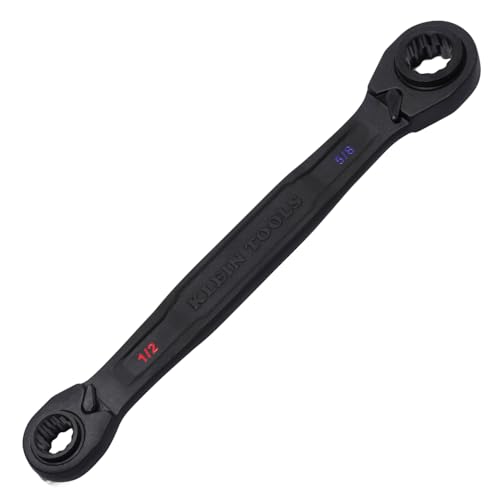 KLEIN TOOLS 68215 4-in-1 Reversible Ratchet Wrench, Box Wrench, SAE Hex Sizes 1/2, 9/16, 5/8, 3/4-Inch, 90-Tooth Ratchet, Pass-Through Design - style: Medium SAE