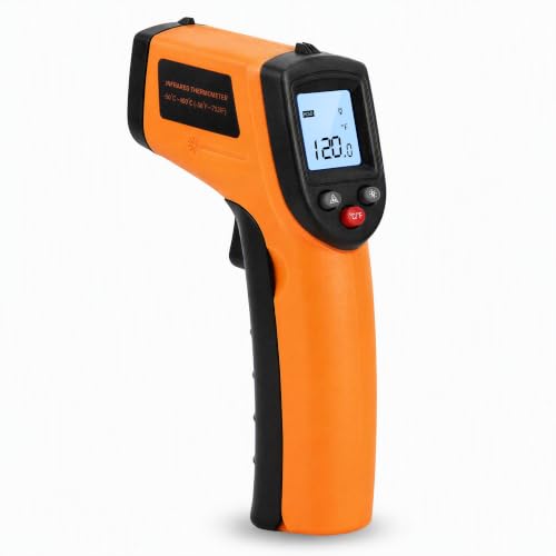 Digital Infrared Thermometer Gun for Cooking,BBQ,Pizza Oven, Infrared Thermometer Laser with Backlight,-58℉~712℉(-50℃~380℃) Handheld Non Contact Heat Laser Temperature Gun (Not for Human) - color: Orange