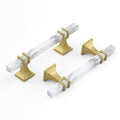 10 Pack 3-3/4 Inch White Marble Cabinet Pulls, Gold Cabinet Handles Marble Grain and Gold Pulls, Kitchen Cabinet Handles Square Dresser Drawer Pulls Kitchen Hardware - color: White Marble & Matte Gold, size: 3-3/4 inch (96mm) Hole Center Pull