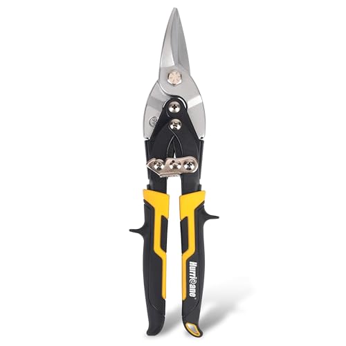 HURRICANE 10 Inch Aviation Tin Snips, Cr-Mo Aviation Snips for Cutting Metal Sheet, Heavy Duty Sheet Metal Cutter Shear, Straight Cut, High Leverage Aviation Snip, Up to 40% Labor Saving - size: 10 Inch High Leverage: Straight Cut