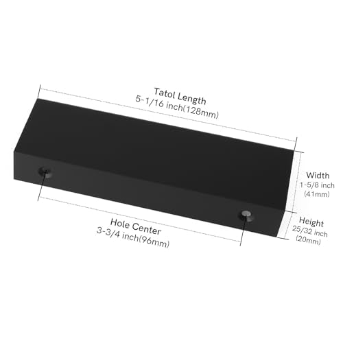 Rergy 10 Pack 3-3/4" Cabinet Pulls Black Finger Pulls for Cabinets - color: Black, size: Hole Center: 3-3/4in(96mm)