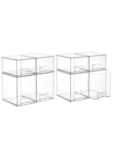 Vtopmart Clear Stackable Storage Drawers Set of 8, Plastic Organizer Bins - style: 4 Small+4 High