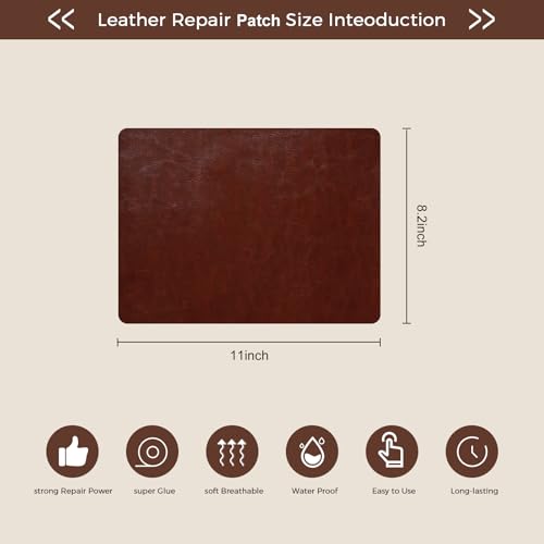 JDLUGH Leather Repair Patch Tape, 8.2x11 Inch, 2PCS, Dark Brown 3.0 - color: Brown 3.0/Dark Brown 3.0, size: 8.2x11 Inch