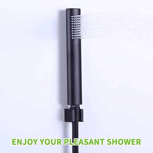 Angle Simple Shower Wand Holder Wall Mount, Solid Brass, Matte Black - color: Matte Black