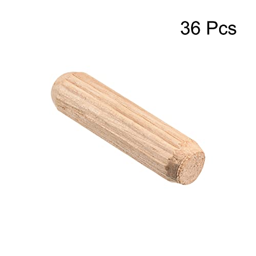 uxcell Wooden Dowel Pins 36pcs 8x30mm(5/16" x1-1/4) Fluted Beveled Ends Wood Dowel Pegs Kiln Dried Hardwood for Woodworking Furniture Shelf - size: 8x30mm