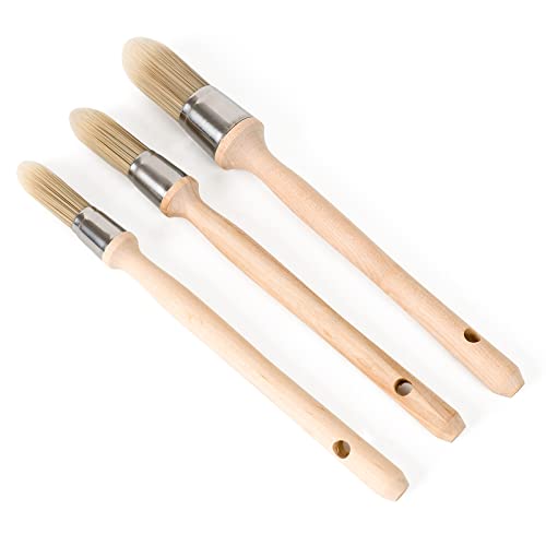 3 Pack Trim Edge Paint Brushes, Round Small Paint Brush for Walls Touch Up