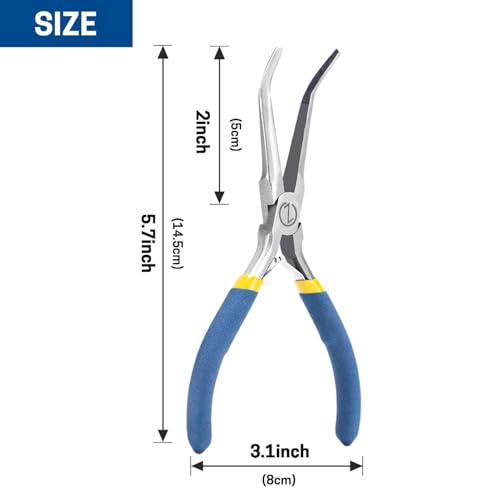 VISEMAN 6" Mini Needle Nose Pliers with Comfort Handles, Long Nose Pliers - style: 45-Degree Bent