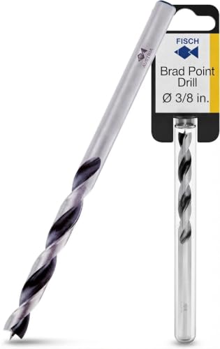 Fisch FSF-003908 Chrome Vanadium Brad Point Drill Bit, 3/8-Inch | Chrome-Vanadium Brad Point Ground Wood Drill Bit, Wood Drill Bit, Precision Drilling for Woodworking, DIY & Professional Use - size: 3/8 in