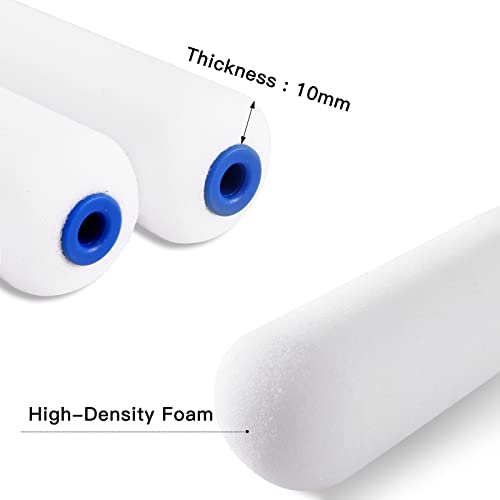 Mister Rui 4 Inch Foam Paint Roller Kit, 8 Pack - Mini Roller Set with 4” Small Roller Covers, Frame, Tray & Liner for Smooth Painting on Walls, Trim, Furniture, Home DIY Projects
