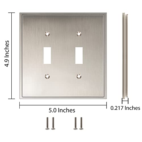 Henne Bery Soft Modern Decorative Wall Plate Switch Plate Outlet Cover (Double Toggle, Satin Nickel) - style: Double Toggle