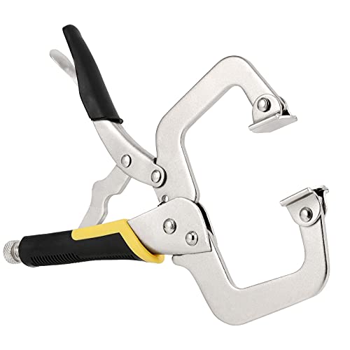 SEUNMUK 4 PCS 11 Inch C Clamp Locking Pliers with Swivel Pads, Heavy Duty Welding Clamps, Locking Clamp Pliers for Woodworking, Gripping and Welding, rubber handle protect - size: 4 PCS 11 Inch