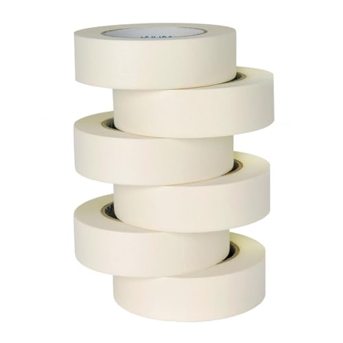 Beige White Masking Tape, 1.41 Inches Wide x 60 Yards, 6 Rolls - size: 1.41 Inches x 60 Yards