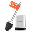 Sellemer Silicone Toilet Brush, Ventilation Slots Base Holder 2 Pack Silver - color: Silver-2pcs