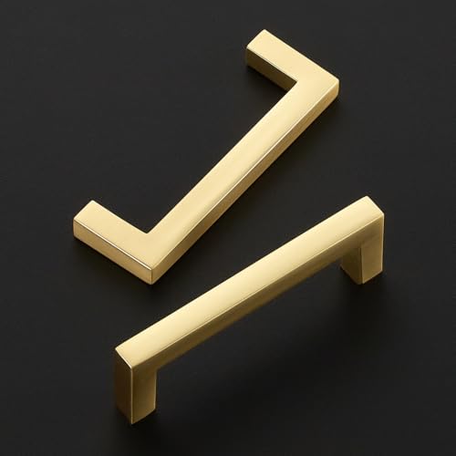 Ravinte Brushed Gold Cabinet Handles Solid Cabinet Pulls, 3 Inch CC, 5 Pack | Zinc Alloy, Slim Square Bar Grip, Smooth Drawer Pull Feel, Kitchen Cabinet Update, For Cupboards, Dressers, Drawers, Hardware - color: Brushed Gold, size: Flat Black 3'' Hole Ce