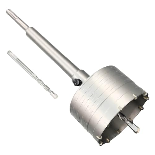 3-3/4" Concrete Hole Saw, 95mm Tungsten Steel Core Bit for Cinder Block, Brick, Rock, Plank Walls for Pipes or mini Split Lines, with SDS Plus Shank and 2 Center Positioning Drill Bits. - size: 3-3/4"
