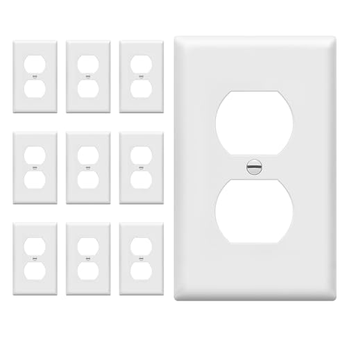 ENERLITES 10 Pack Outlet Covers Wall Plate for Duplex Receptacle, White - color: White, size: Standard Size