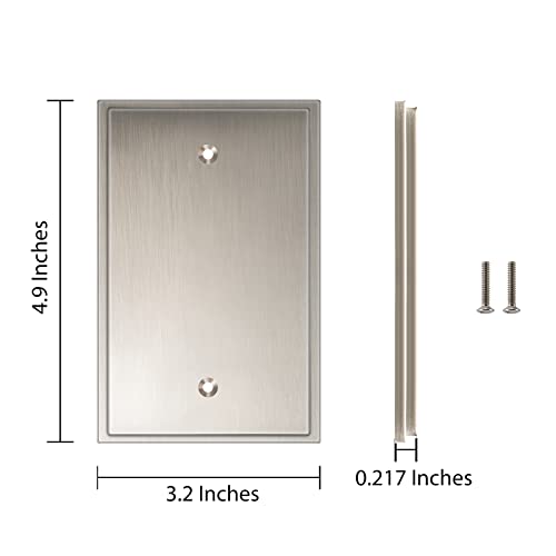 Henne Bery Soft Modern Decorative Wall Plate Switch Plate Outlet Cover (Single Blank 2PK, Satin Nickel) - style: Single Blank 2PK