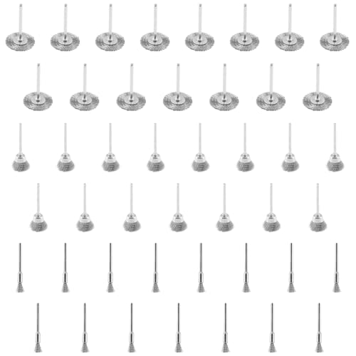 45 Pack Wire Wheel Brush Set, 1/8 Inch Shank Stainless Steel Brush Kit Rotary Buffing Brush Wheel, Rust Removal Tool Set, Wire Pen Brush + Bowl-Shape Brushes + T-Shape Brushes