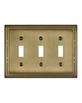 Switch Plates Outlet Covers, 1-Pack Antique Brass Metal Wall Plate - color: Antique Brass, size: 3 Toggle 1PK