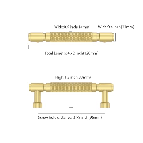 Asidrama 10 Pack 3.75 Inch(96mm) Brushed Gold Cabinet Pulls Knurled Kitchen Cabinet Handles, Cabinet Pulls Kitchen Cabinet Hardware for Cupboard Drawer Pulls - color: Brushed Gold, size: 3.75" Hole Center, style: 10 Pack