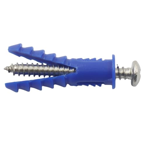 Drywall Anchors and Screws Kit, 100 Pcs, #10-#12 1-1/4" Blue - size: 1-1/4"