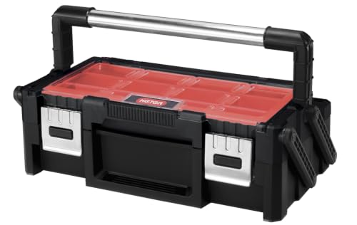 18" Cantilever Tool Box Organizer, Heavy-Duty Tool Storage Box - color: Black/Red, size: Cantilever