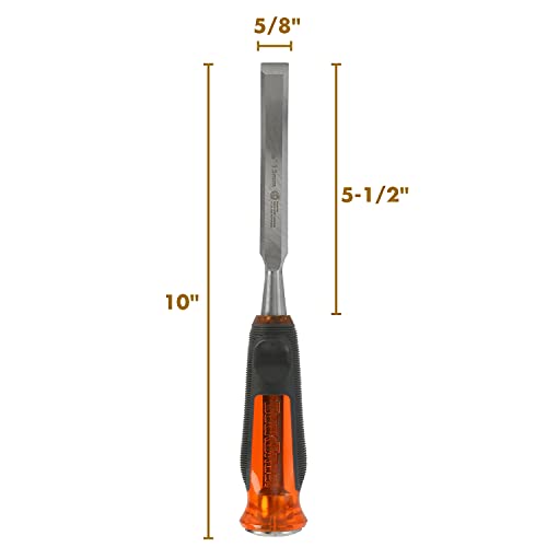 Buck Bros. 74814 5/8-Inch Wood Chisel, Full Tang Wood Carving Tools, Woodworking Tools for Carpentry, Trim Work, and DIY Projects, Hardened Steel Blade, Beveled Edge, Durable Non-Slip Handle - size: 5/8-Inch