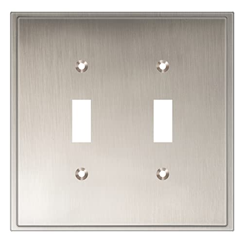 Henne Bery Soft Modern Decorative Wall Plate Switch Plate Outlet Cover (Double Toggle, Satin Nickel) - style: Double Toggle